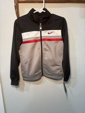 Nike Boy’s Dri-Fit Full Zip Up Jacket Black, Grey And Red Size 4T NWT